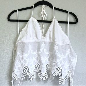 Boho white halter top